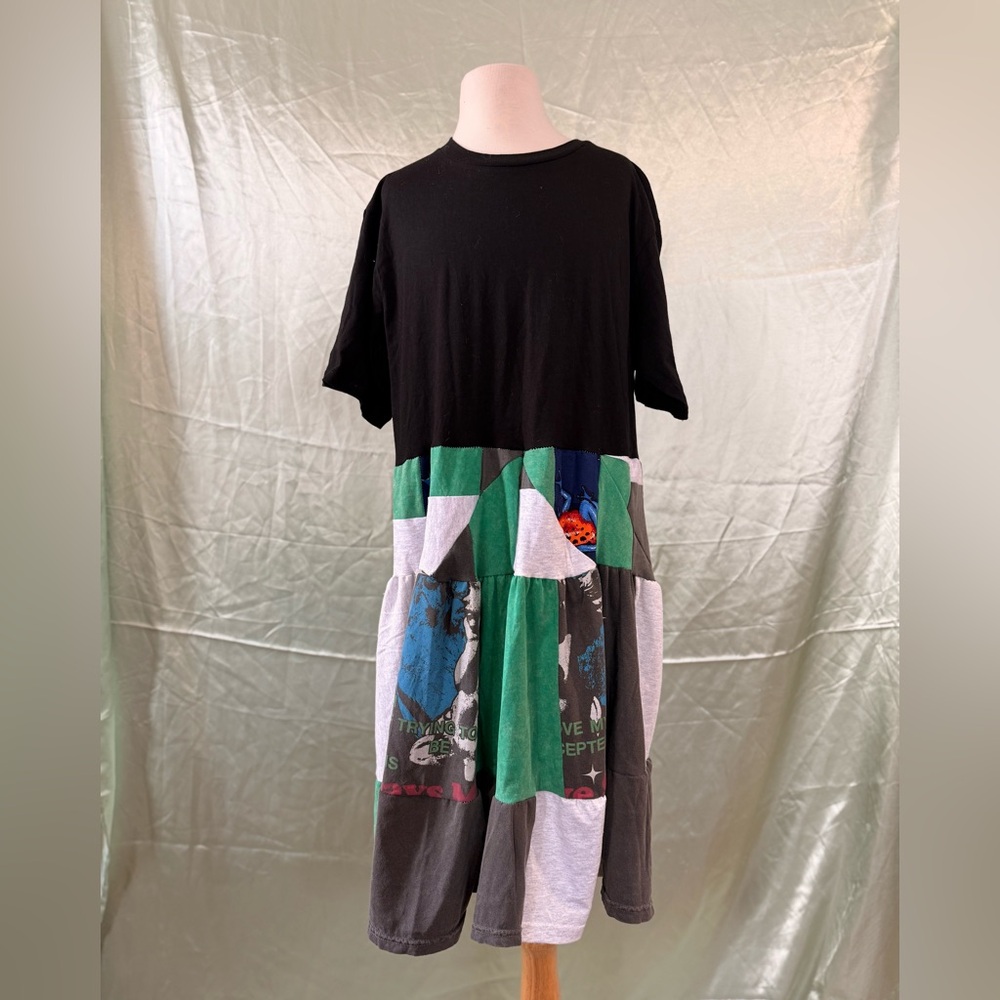 Color Block Patchwork Upcycled Dress - image 1